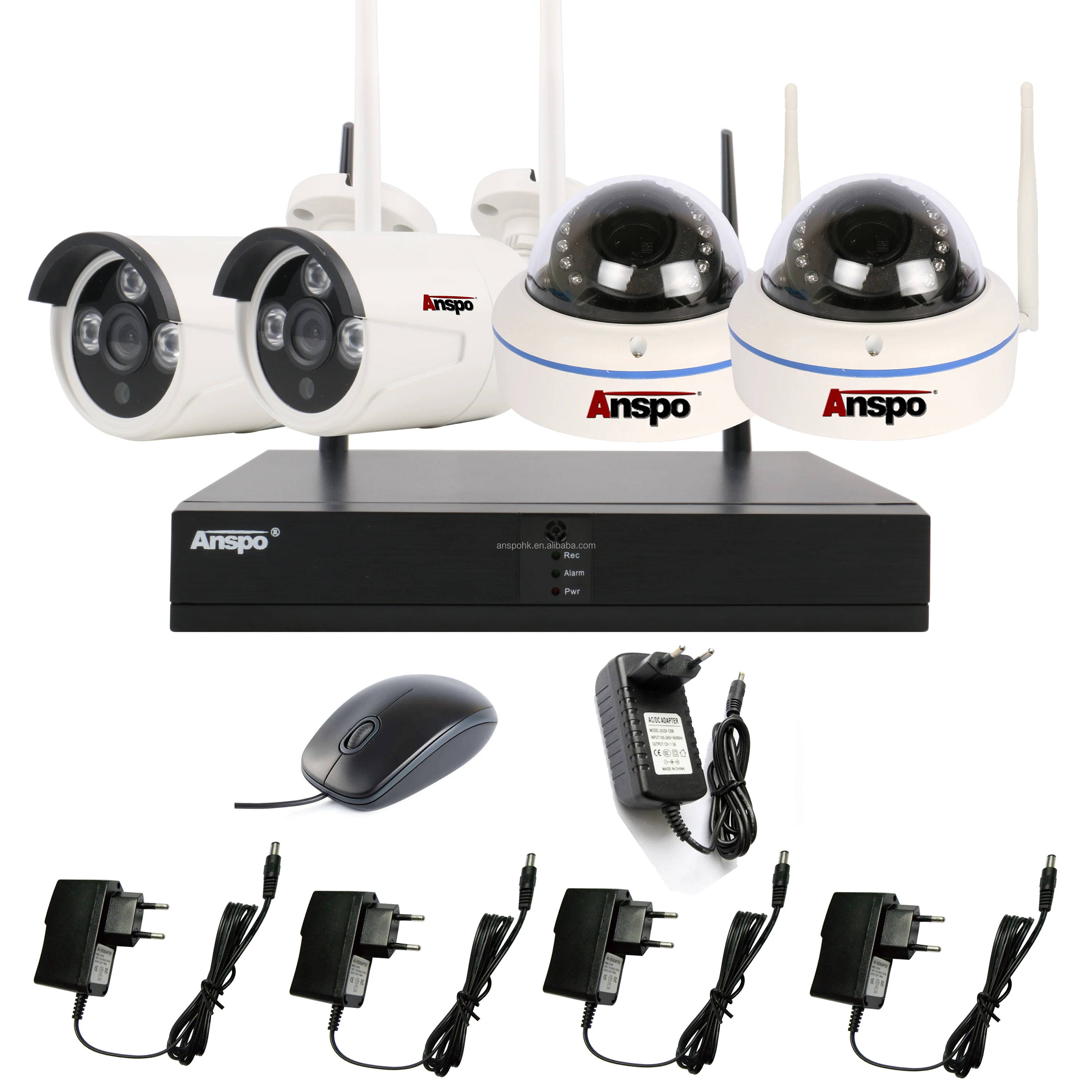 Anspo 2MP 3MP FULL HD 4CH CCTV Camera Wireless kit Outdoor Indoor Waterproof Wifi NVR Kit Network IP CCTV Camera System set