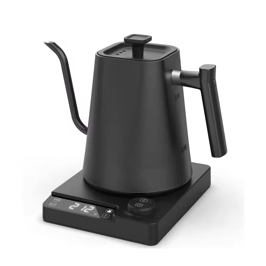 304 Stainless Steel 0.9L 1200W Black Digital Smart Pour Over Coffee Tea 360 Degree Rotational Base Electric Gooseneck Kettle