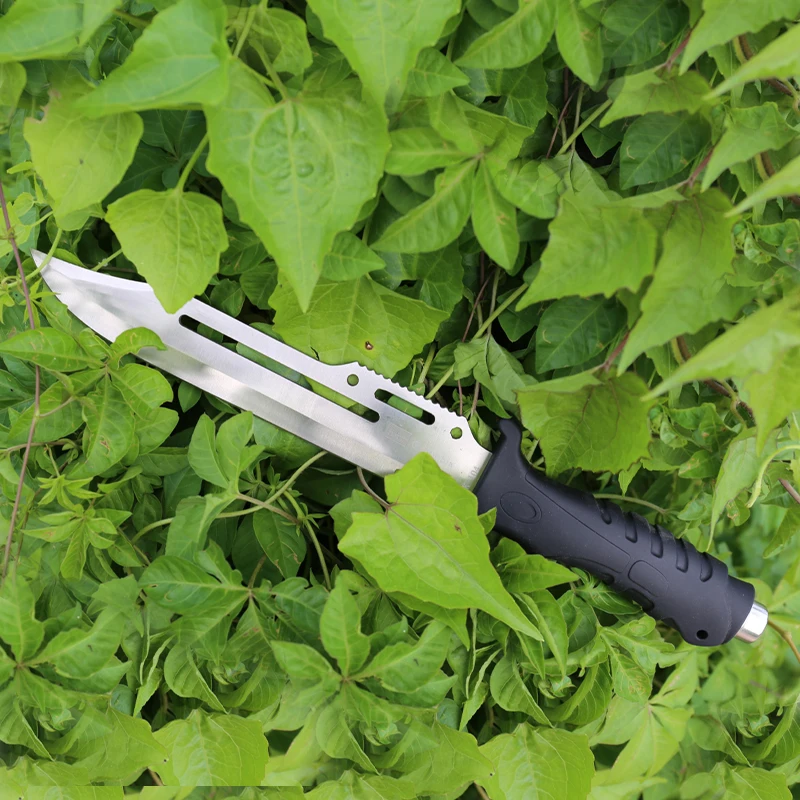 Straight blade soft touch handle knife hunting outdoor survival serrated edge bushcraft knife