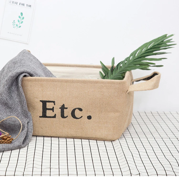 EO0110 Eco-friendly Jute Storage Box Basket Toy Box Storage Bin