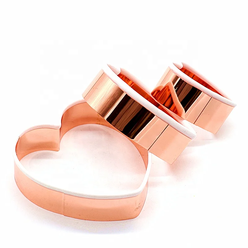 Силиконовая Обрезка для печенья из нержавеющей стали с металлическим медным покрытием в форме сердца, набор пресс-форм