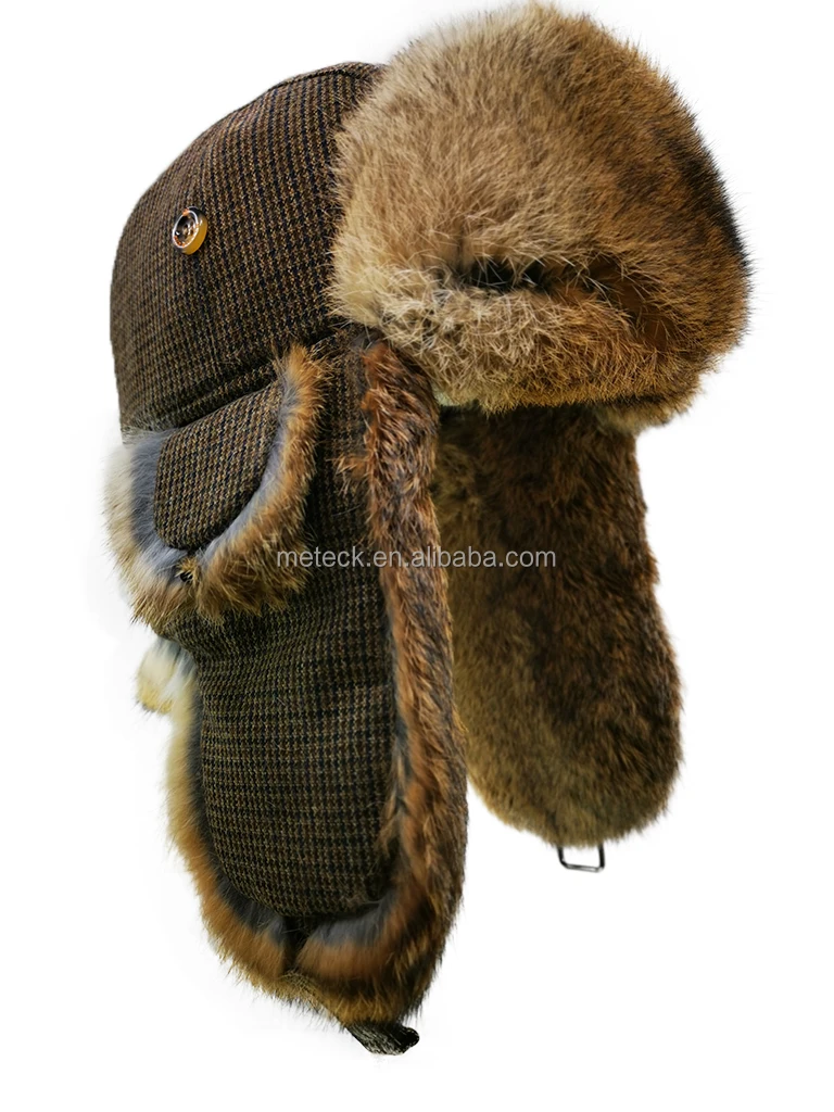 FUR WINTER Factory Wholesale Thick Warm Aviator Trapper Hats with Earflap Ushanka Trooper Winter Bomber Caps