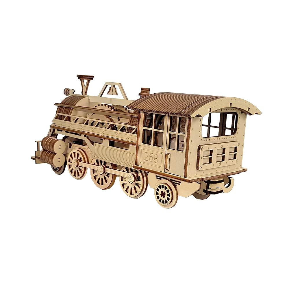 DIY Steam Train 3D Wooden Puzzle Adult Assembled Mechanical Model Gift Kids EducationalToy