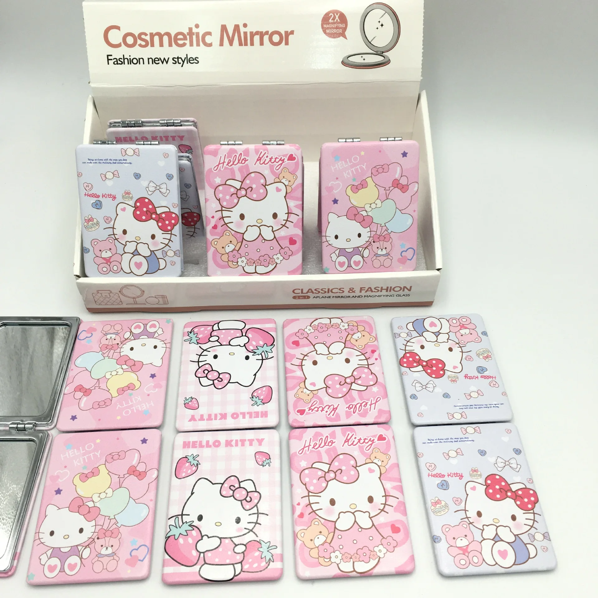 Travel Cute Compact Pocket Mirror Small Pocket Makeup Mirror with 1X/2X Magnifying PU Leather Kawaii Mirror