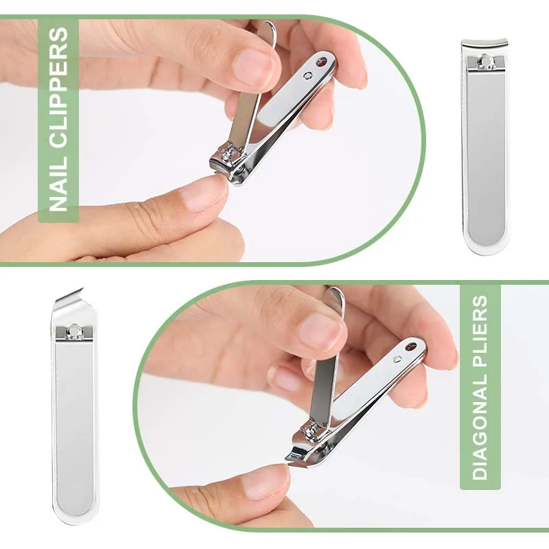 New Portable Travel Cuticle Trimmer Nail Clippers and Nail Files kit 3-in-1 Stainless Steel Manicure Set with Carrying Case