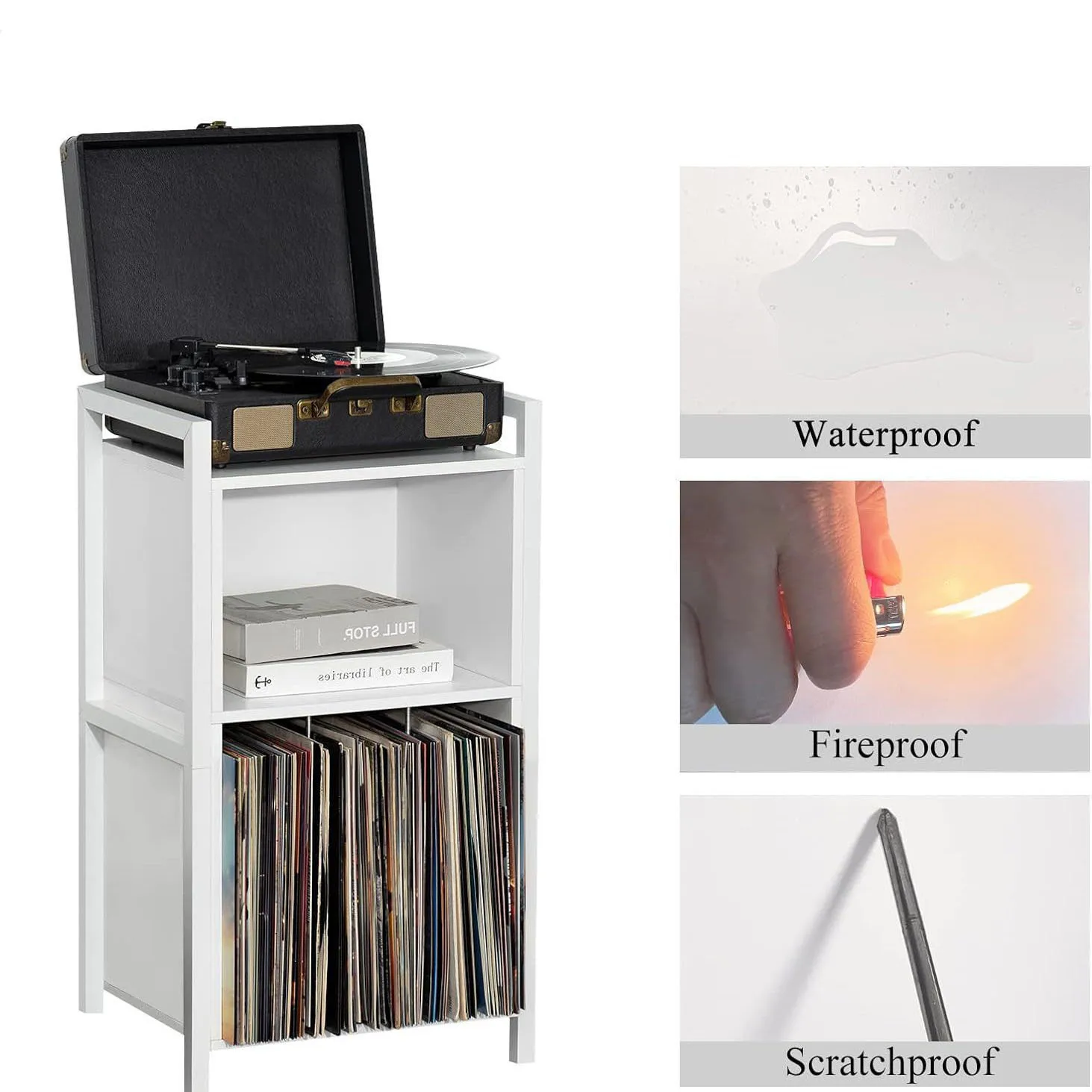 Custom 2 Tier Vintage Ironwood Turntable Wall Mounted Record Player Stand with Storage