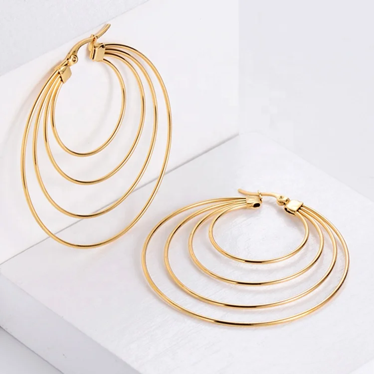 Korean Style Creole Exaggerate large Circle Round Large Loop Earrings Stainless Steel big Hoop Earrings