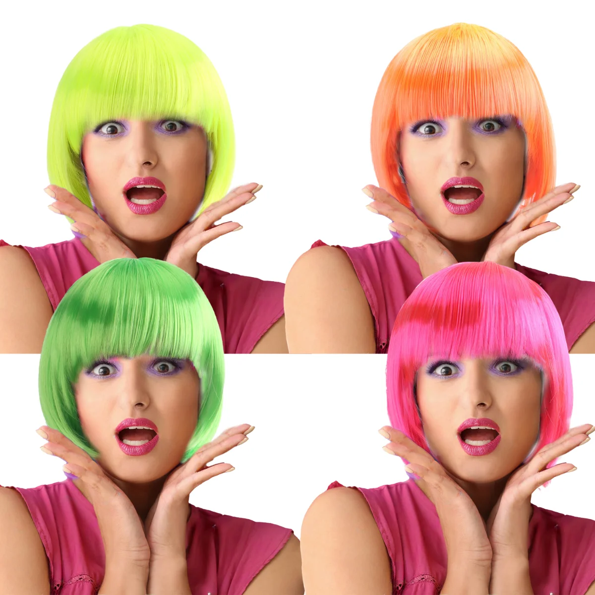 ANXIN New Fashion Colorful Synthetic Heat Resistant Bob Wigs