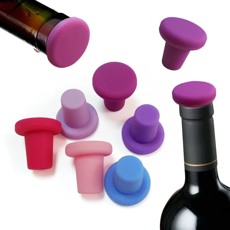 Kitchen multicolor silicone wine stopper reusable bottle sealer silicone Wine Stopper Reusable Bottle Sealer