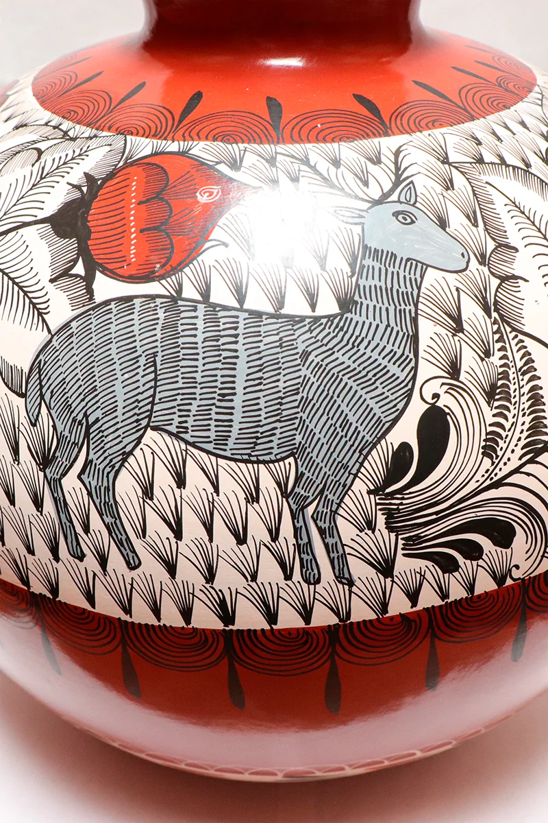 Mexico natural pigments big textured wholesale ceramic vase for sale