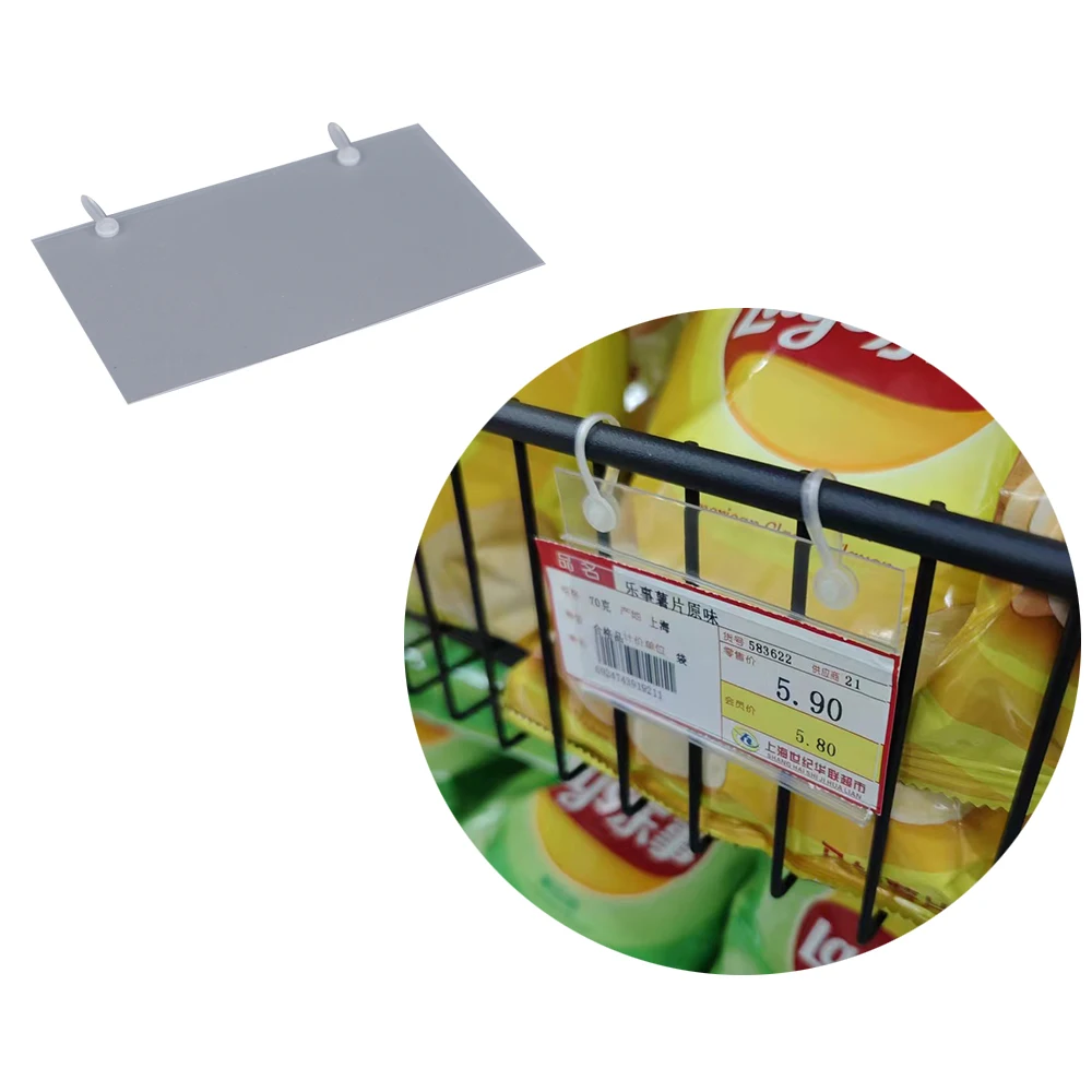Supermarket clear hang tag hook price tag PVC label holder