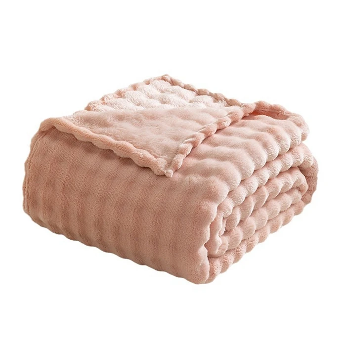 Pink Custom Fleece Microfiber Flannel Blanket Warm Mink Blankets for Winter