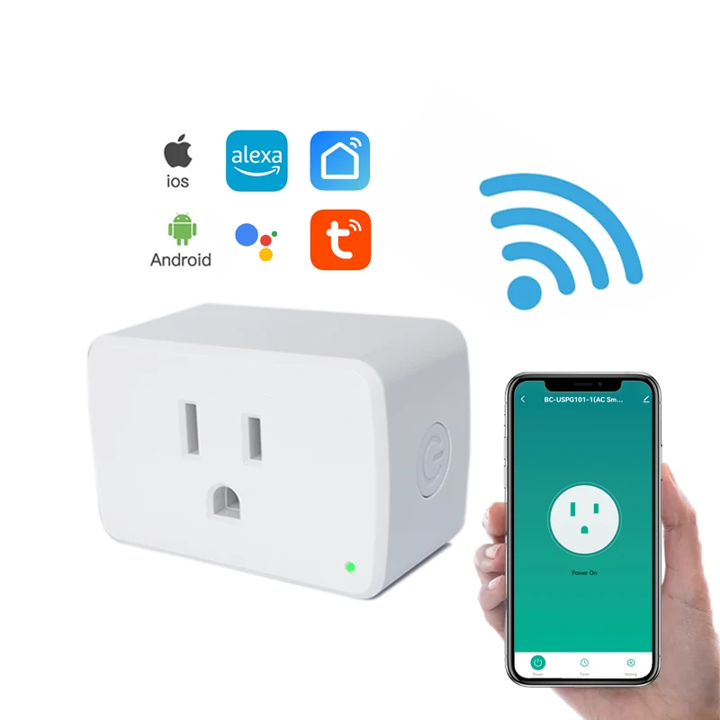 US UK EU Tuya Amazon Alexa Google Home Wifi Smart Electrical Plug with Socket Customized Logo