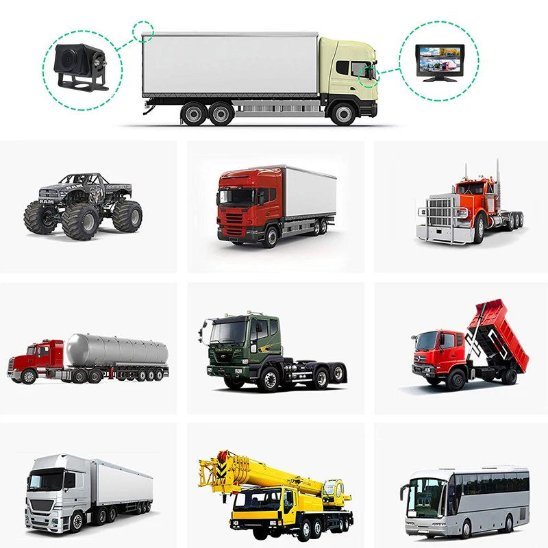 7 Inch LCD Monitor IP69K Bus/Trailer/Truck/Forklift CCD 24V Auto Reversing Camera