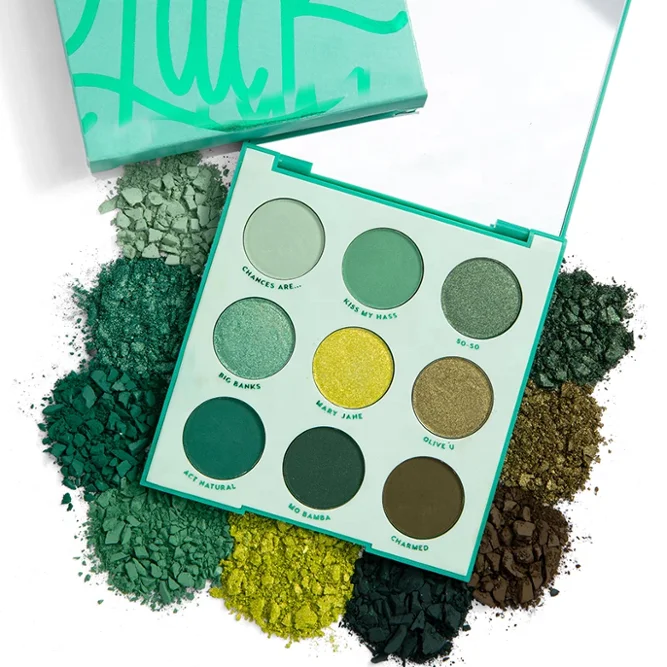 Набор теней для век, палитра теней для век с зелеными мерцающими тенями