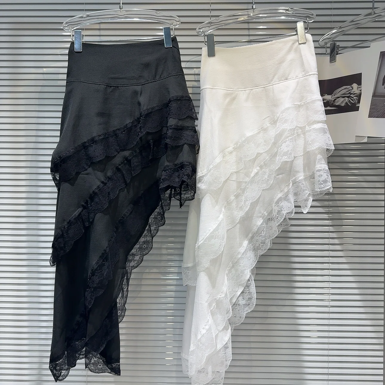 OUDINA Fashion Show Design Irregular Split Denim Latest Formal Long Skirt Patchwork Midi Womens Skirts