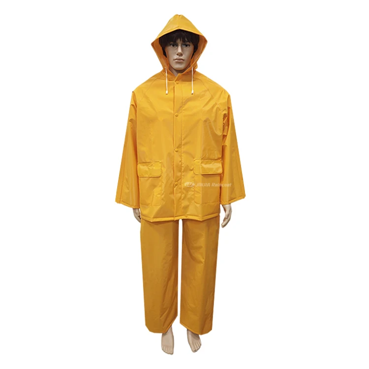 High Quality Heavy Duty 2 3 Piece Rain Coat Suit Gear Fishing Work Waterproof 100% New Pvc Polyester Raincoat