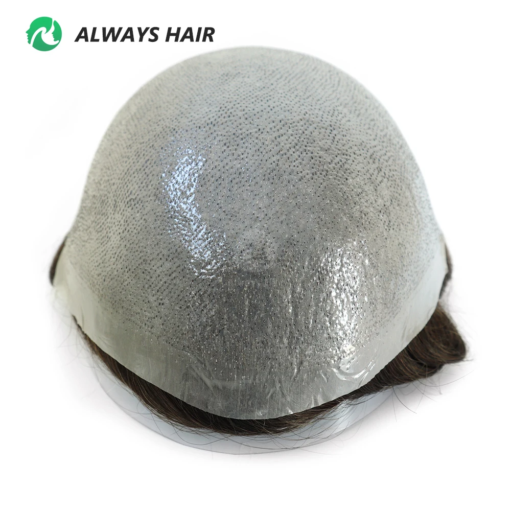 Front V Toupee For Man Human Hair Qingdao Invisible Thin Skin PU India Hair Men Wig
