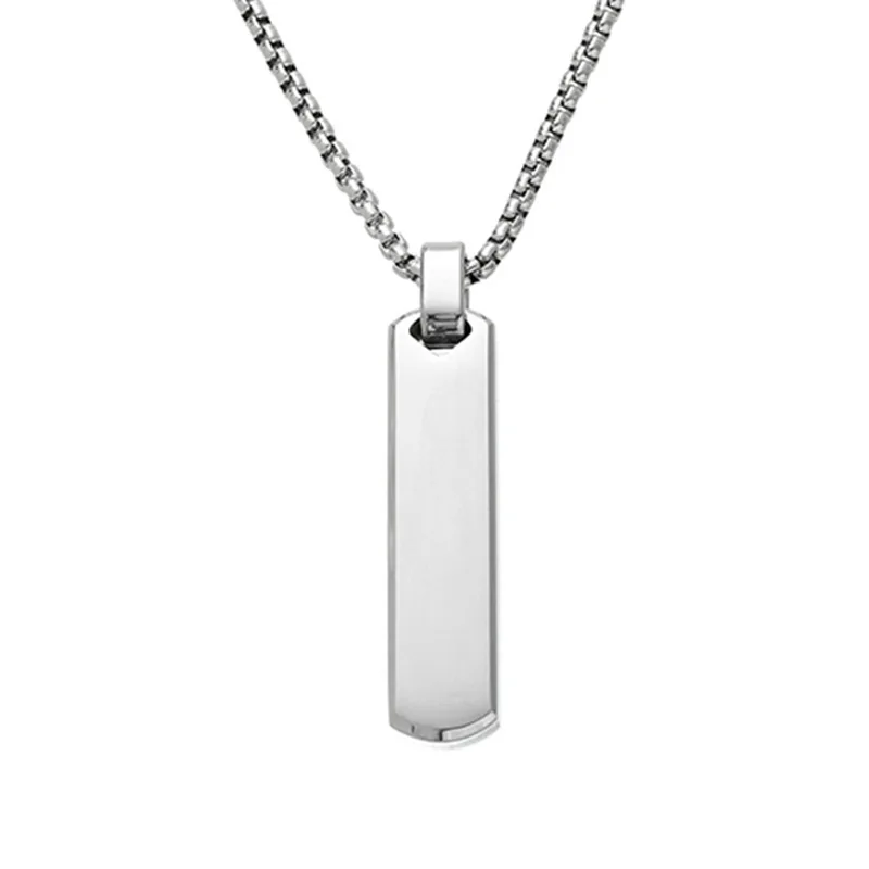 Initial Bar Necklace for Men, Thick Geometric Vertical Bar Pendant with A-Z Letters Casual Simple Collar Gift Jewelry