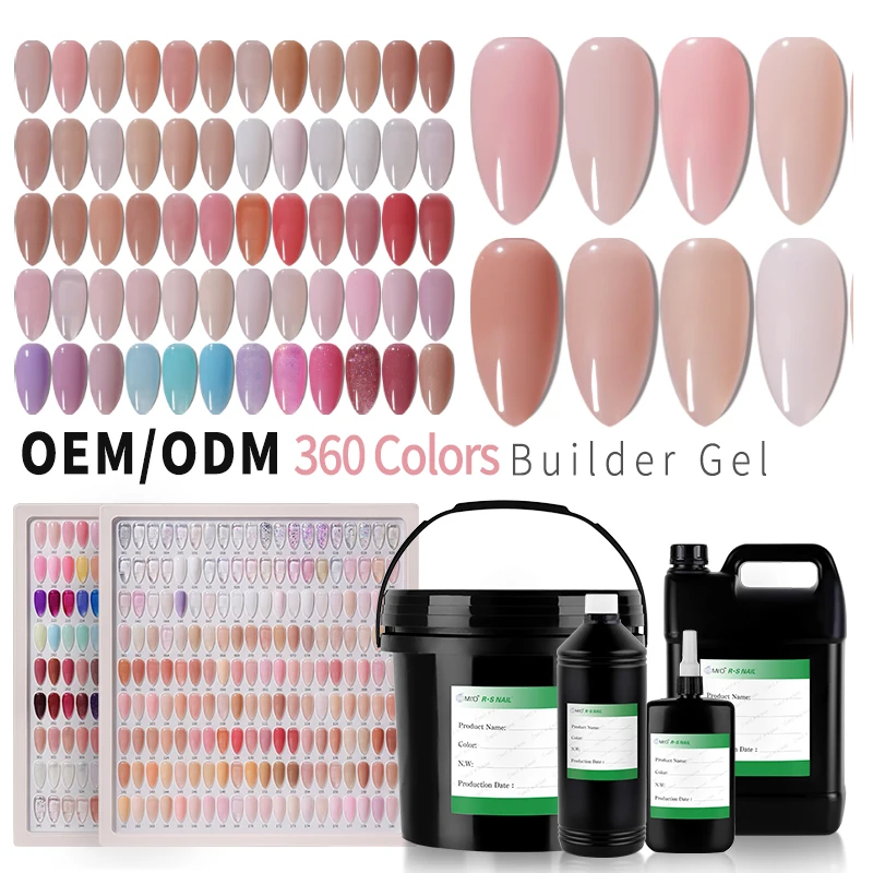 R S Nail Factory Directly Sales 360 Colors UV Gel Builder 1 kg Barrel Bulk Nail Extensions Gel Adhesive Resin Glue Nail Supplies