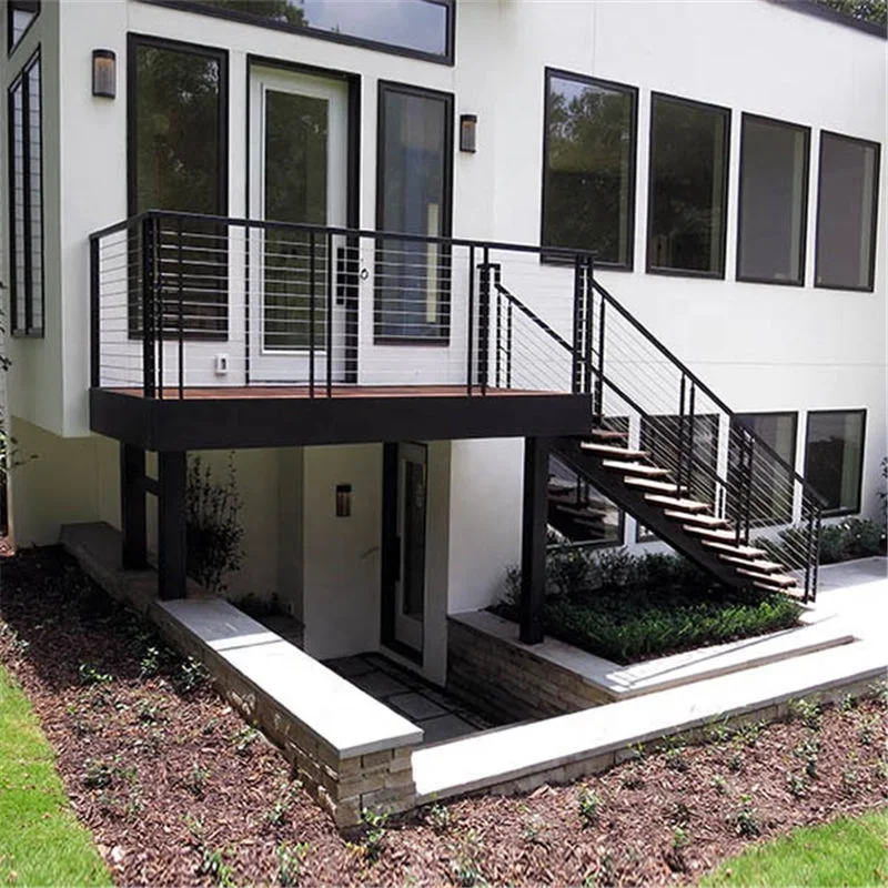 Daiya stairs for roof with straight stair case railing wrought iron