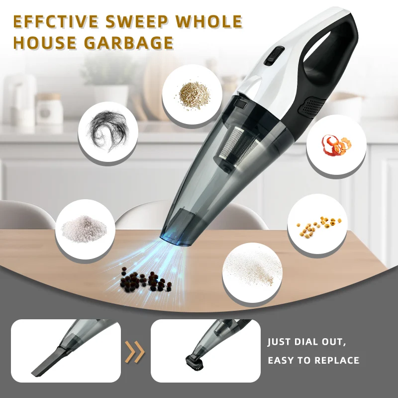 3 in 1 low noise Wireless and wired car handy cleaning High Suction 12V 7.4V mini portable handheld car vacuum cleaner Cordless