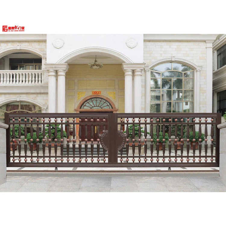 European style aluminium Gates Villa doors electric garden Gates aluminium courtyard gate horizontal slip open style