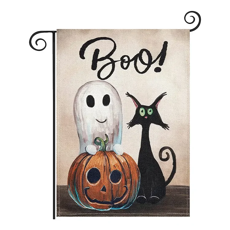 Sunshine Outdoor Advertisements Cheap Accessory  Halloween Garden Flag With Iron Pole