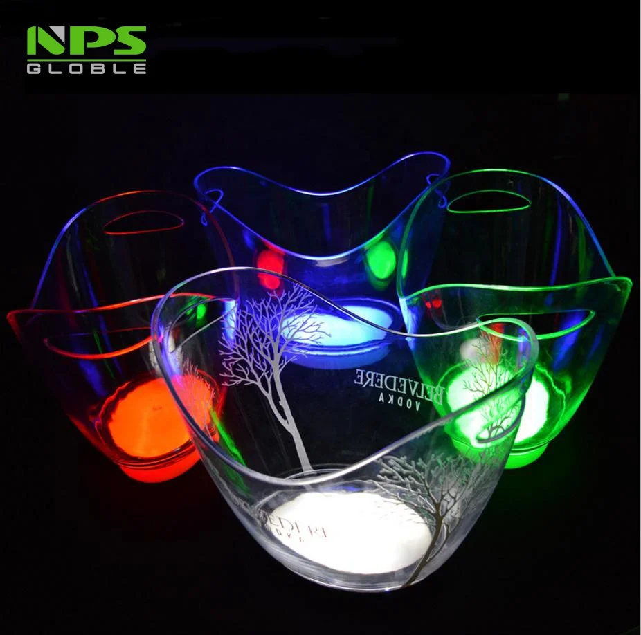 Quality Guarantee Custom Ice Bucket Led Illumination Buckets For Champagne Plastic Ice Bucket