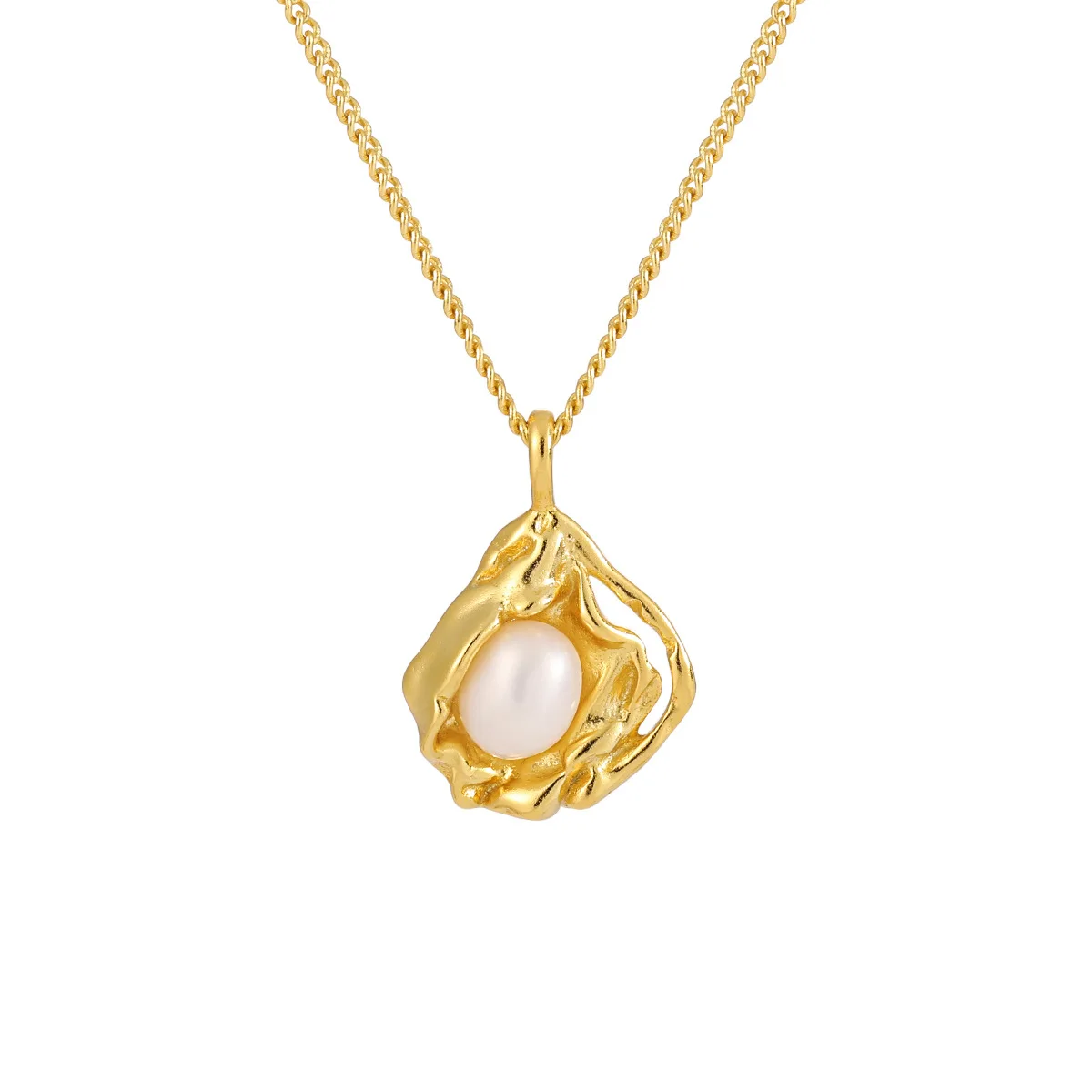 Original Design Fashion Pearl Shell 18K Gold Plated 925 Sterling Silver Charm Necklaces For Women Summer Jewelry