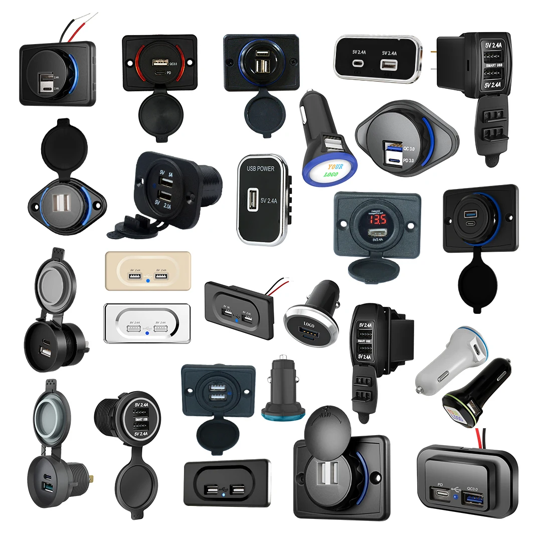 Universal 12V 24V Car Charger QC3.0 + USB Type C PD Charger with Voltmeter