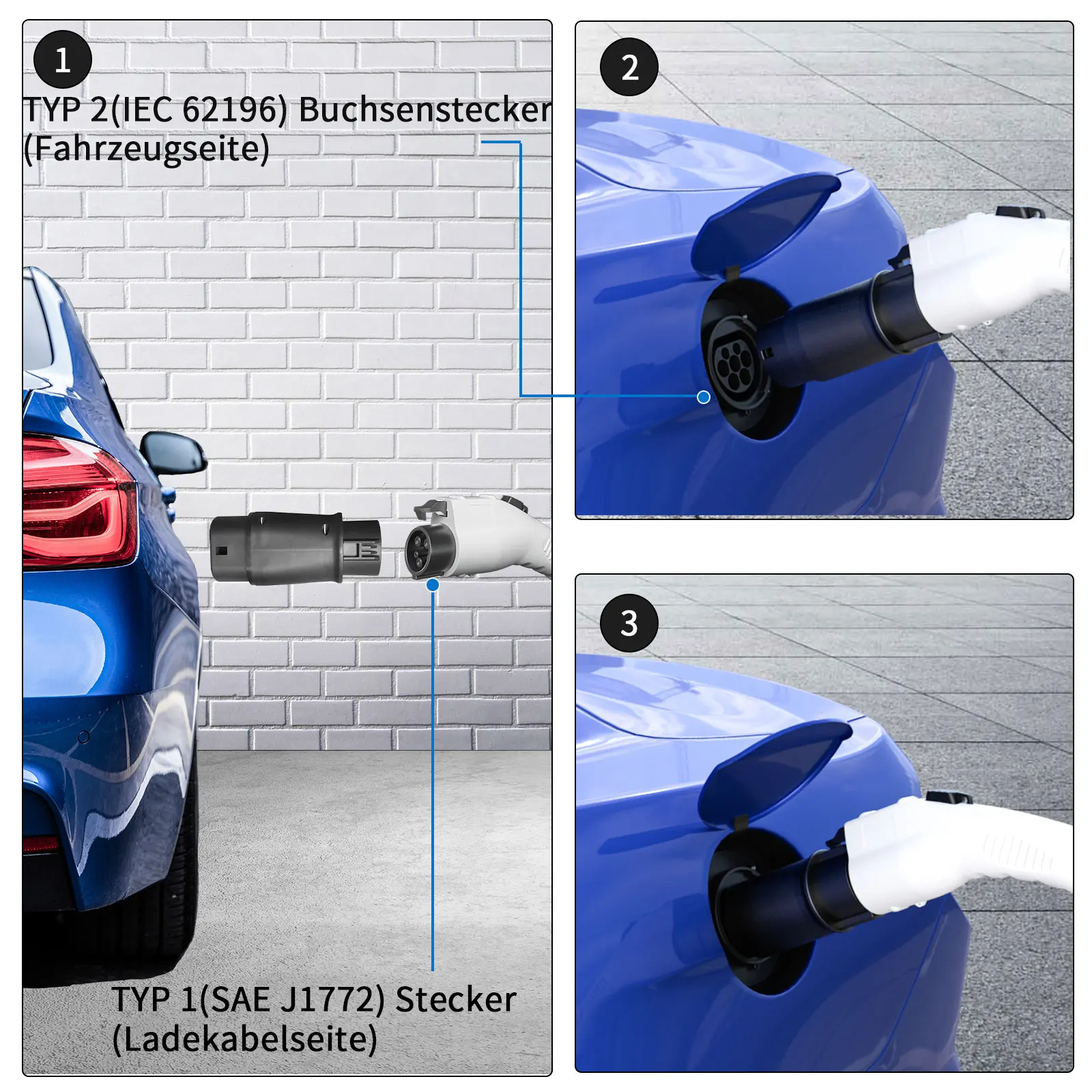 EVSE Manufacturer IEC 62196-2 to SAE J1772 Plug EV Charging Connector Adaptor