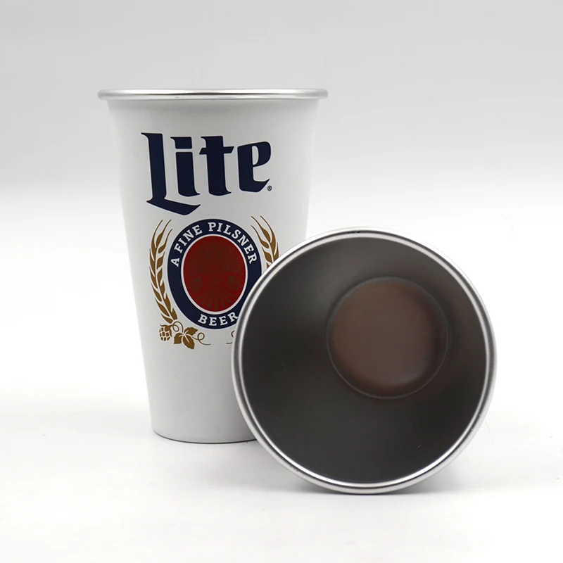 Beer Drinking Cups Mug BPA Free Unbreakable Insulated Reusable Custom Logo Colorful Aluminum Coffee Cup Metal CLASSIC Party