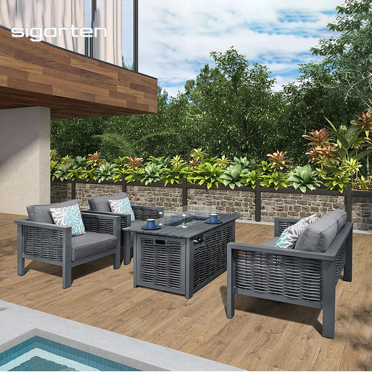 2021 Modern Extreme Comfort Party Outdoor Furniture Fire Pit Table For Garden