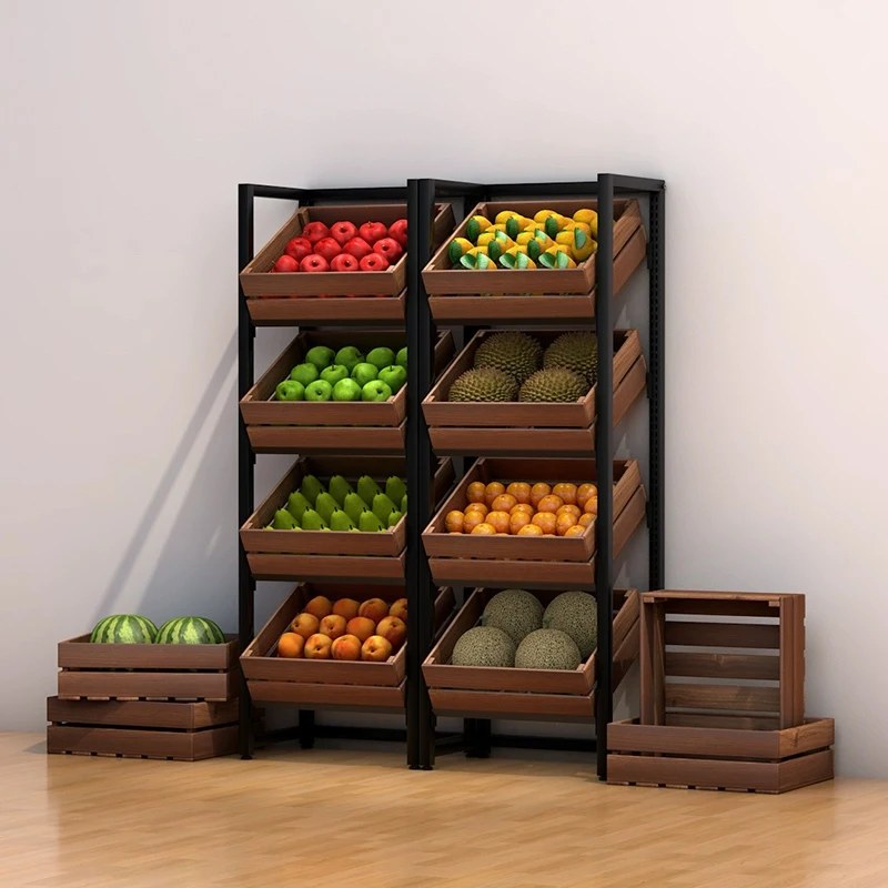 Деревянная стойка для фруктов в супермаркете хранения производитель мебели на заказ OEM/ODM