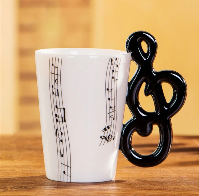 
elegant 200ml ceramic hand painted coffee mug music themed symbolic gift for birthday 