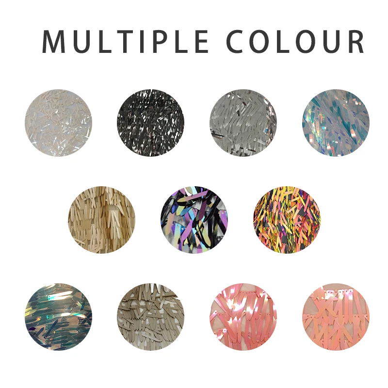 Custom African Stretch Elegant Sparkly Two Tone Polyester Flash 40mm Sword Champagne Sequin Embroidery Fabric For Women Dresses