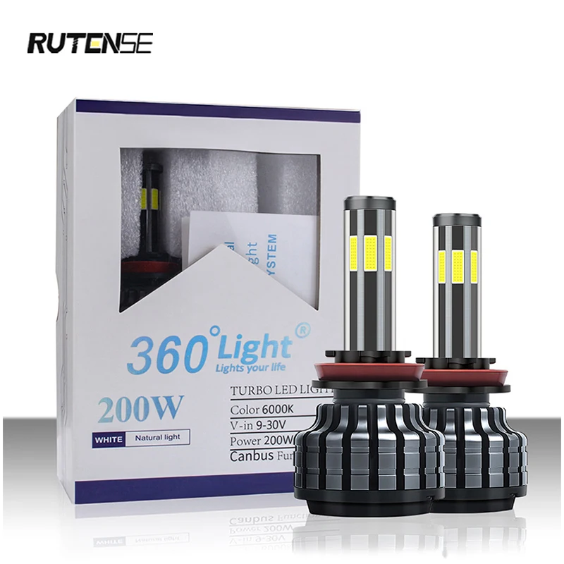 RUTENSE 9005 9006 H11 Led Light Car X6s Led Headlight 12v 6sides 9005 9006 H1 Lamp H4 H7 6 Sides Led Headlight Bulb