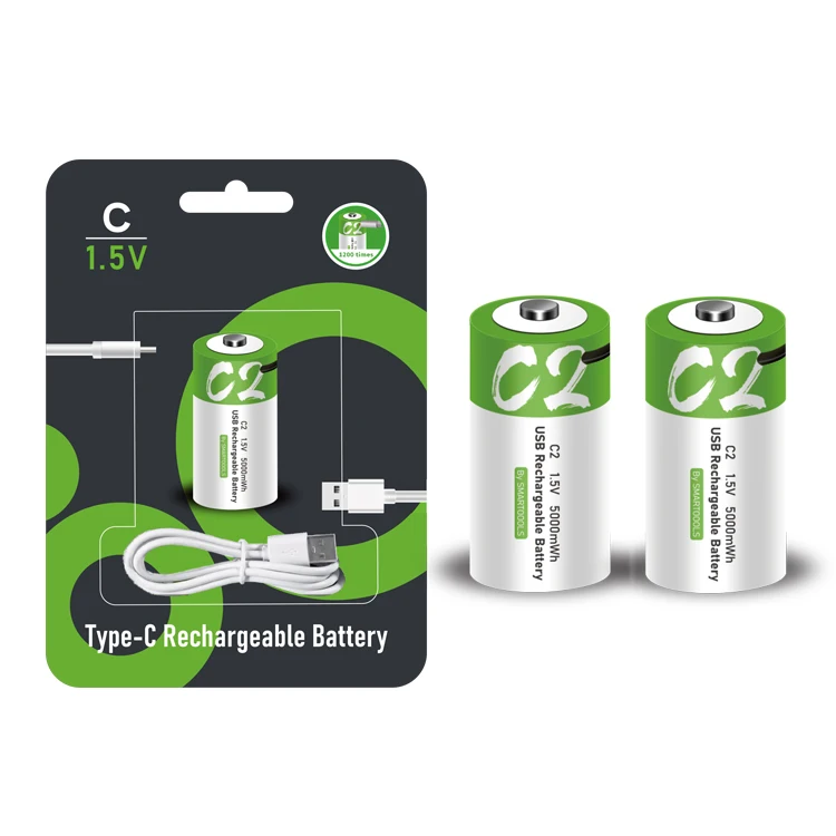 Factory Wholesale Cost Rechargeable C D size Type-C USB Recharge 1pack 2pack battery pack li-ion Reusable C D UM2 CR14 Batteries