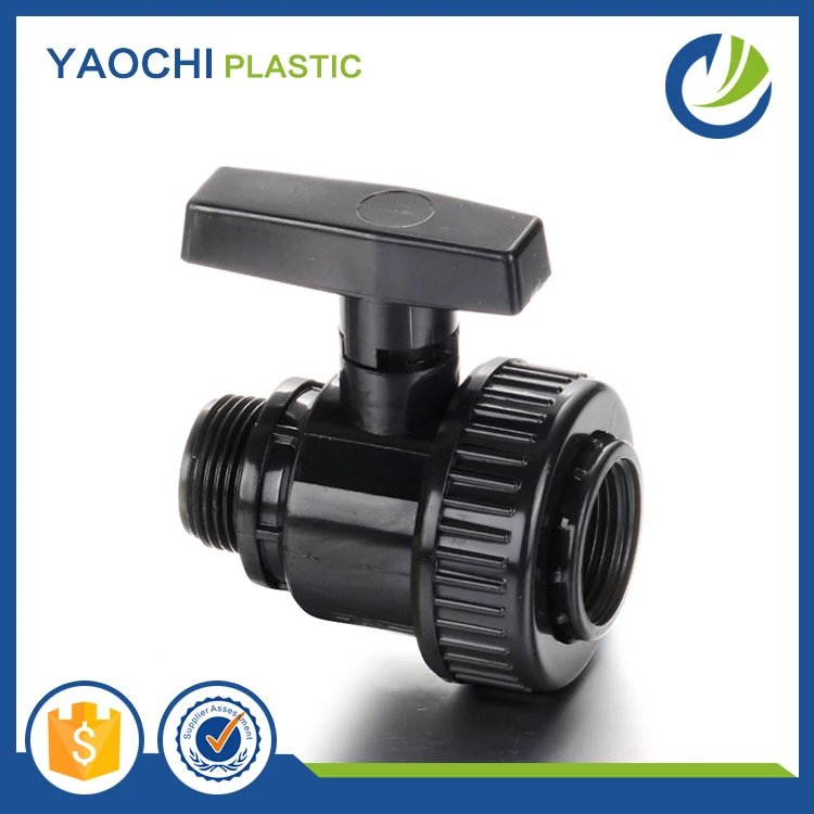 3/4 inch Black PVC thread male and female single union ball valve