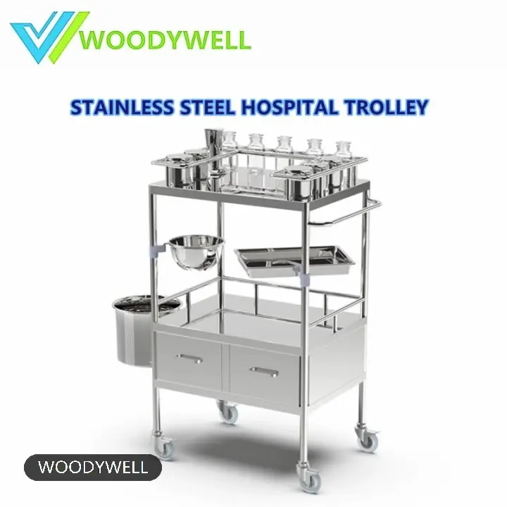 Medical drug trolley factory wholesale low price stainless steel medical nurse trolley