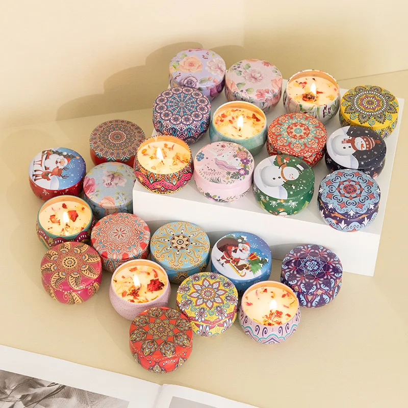 Luxury Handmade Soy Wax Candles Home Decoration Items New Nordic Holiday Tin Dry Flower Scented Candles