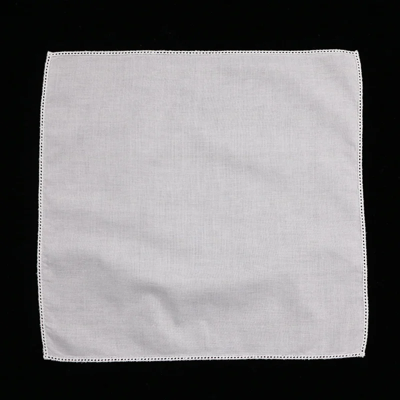C005:  White cotton picot lace handkerchief straight edge women/ladies wedding blank hankies