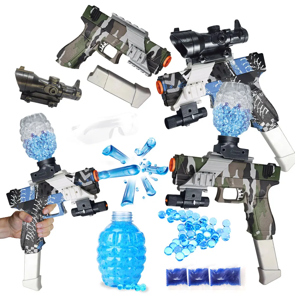 Qilong Electric Water Bead Gun Toy Kids Shooting Gel Water Bullets Splatter Toy Guns Soft Bullet Gel Soft Bullet Blaster Gun Toy