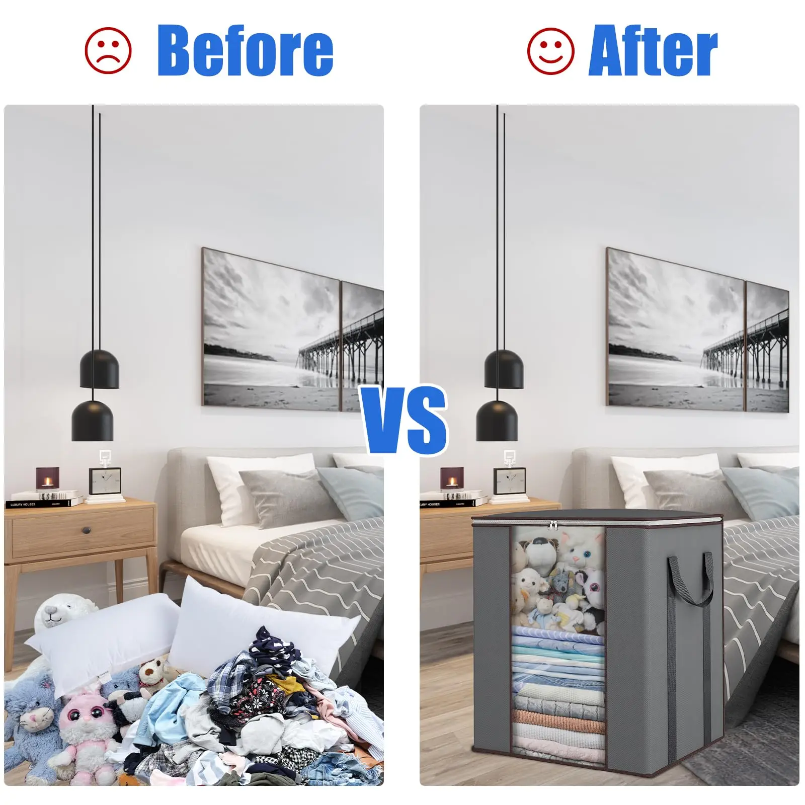 Extra Large Blanket Storage Bags with Reinforced Handles Clothes Storage Containers for Comforter Portable Storage Bags