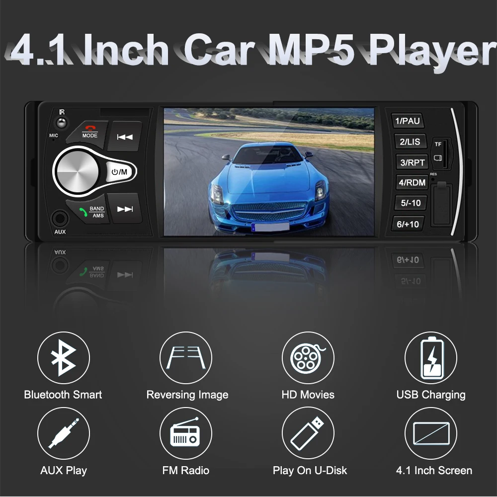 4.1 inch 1 DIN Universal Car Stereo MP3 MP4 Player Multifunctional with USB Car Radio