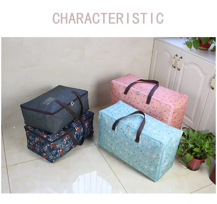Clothes Quilt Storage Bag High Capacity Wardrobe Clothing Finishing Bag Home Sundries Toys Organizer Bags Solid Color