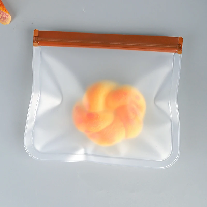 High Quality Custom Recyclable Frozen Self-sealing Transparent Frosted PEVA  Snack Fruit Storage Bag