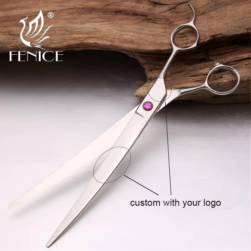 Fenice Custom Logo/screws/size Pet Grooming Scissors Curved Shears for Dog Haircut Pet styling