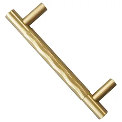 Hoone Modern Gold Style T Bar Textured Knurled Handle 96 mm Solid Brass Knobs and Cabinet Pulls